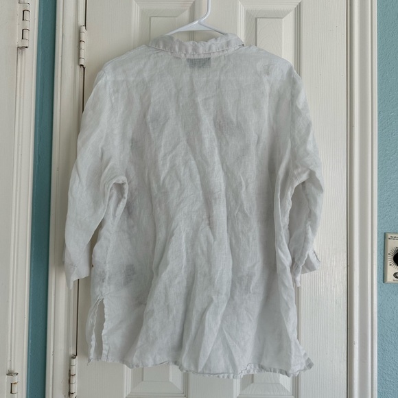 Avenue 100% White Linen Embroidered Floral Boho Top size Large - Picture 3 of 6